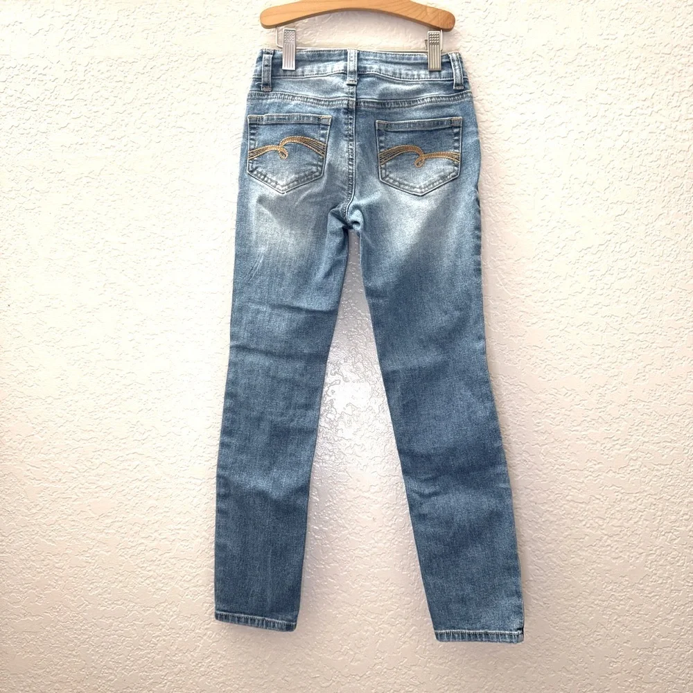 Justice Girls Slim Jeans Size 8 Simply Low Super Skinny Star Studs
